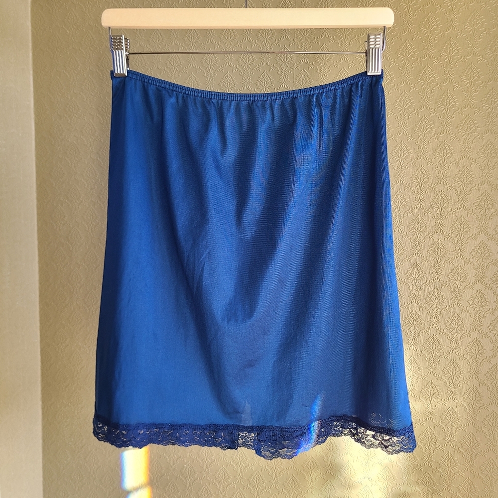 Vintage Kayser Lingerie Blue Lacy Slip Skirt